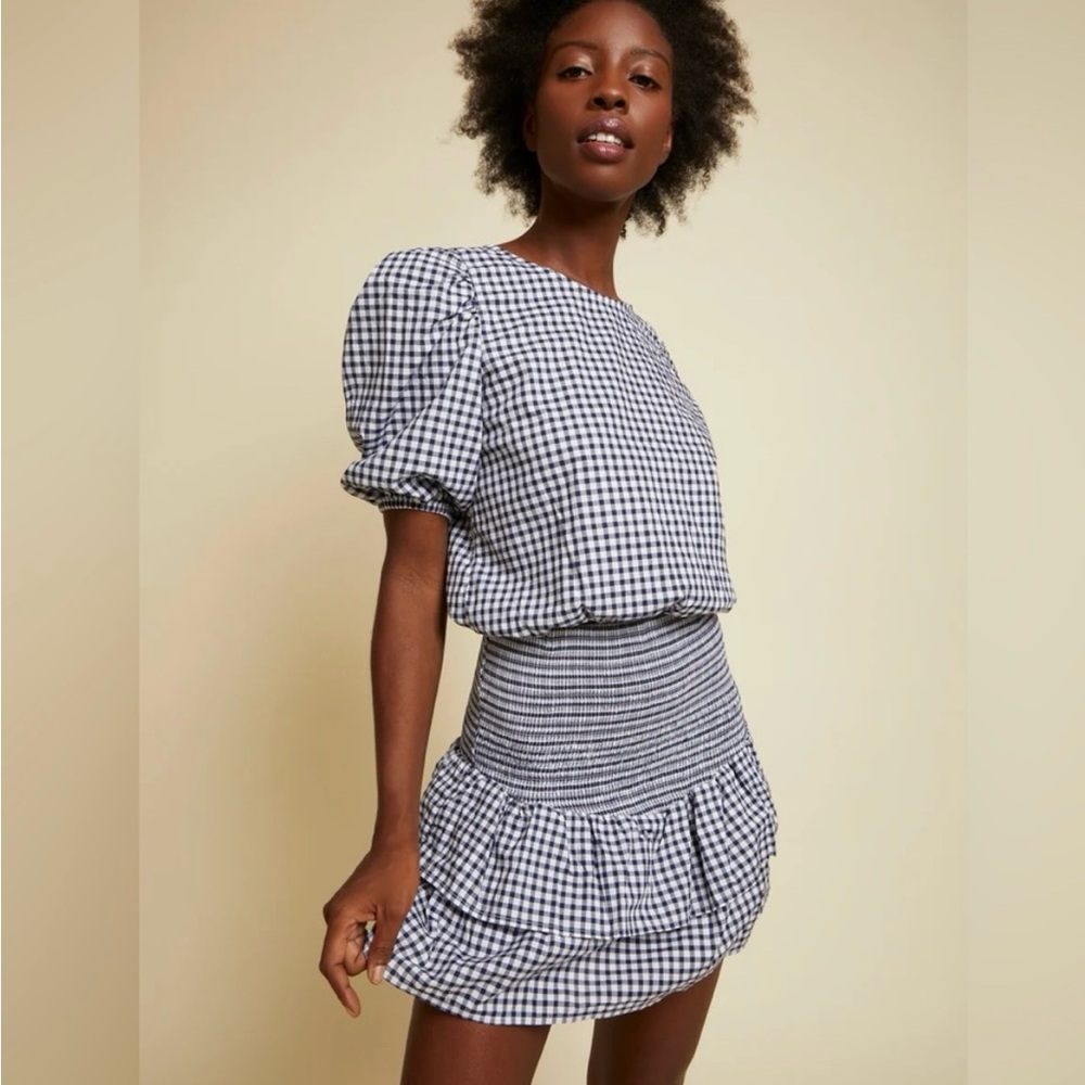 Nation LTD Black and White Gingham Mini Skirt
